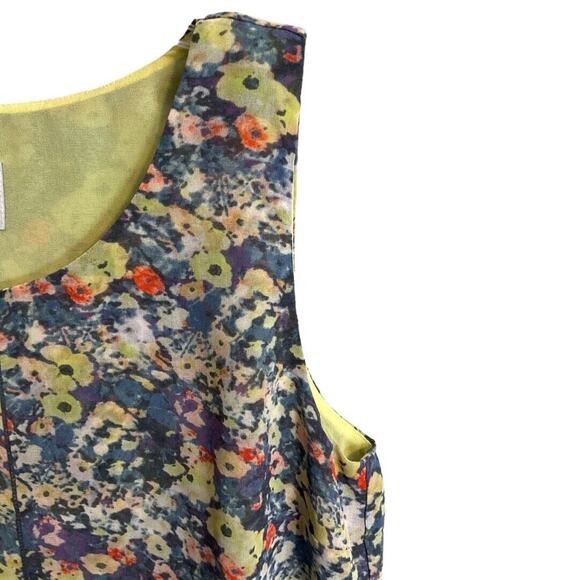 CAbi Positano Tunic Top SZ S Sleeveless Chiffon Multi-color Flower Floral - Picture 9 of 14